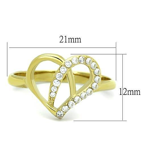 TK1586 - IP Gold(Ion Plating) Stainless Steel Ring with AAA Grade CZ  in Clear - Joyeria Lady