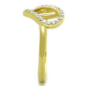 TK1586 - IP Gold(Ion Plating) Stainless Steel Ring with AAA Grade CZ  in Clear