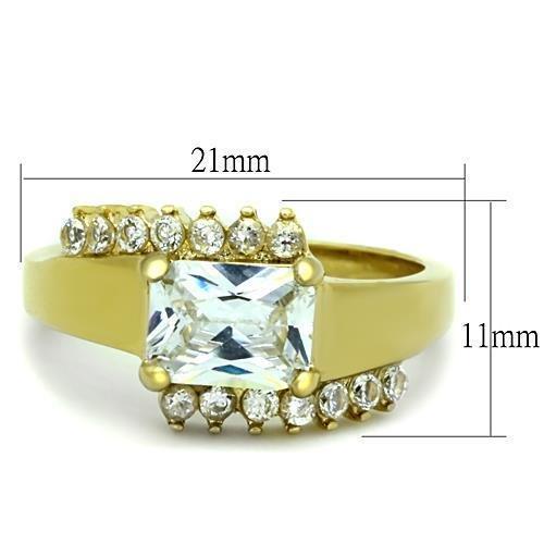 TK1588 - IP Gold(Ion Plating) Stainless Steel Ring with AAA Grade CZ  in Clear - Joyeria Lady