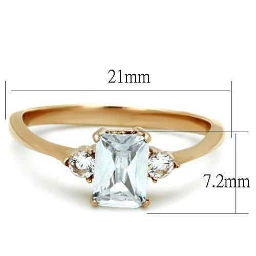 TK1589 - IP Rose Gold(Ion Plating) Stainless Steel Ring with AAA Grade CZ  in Clear - Joyeria Lady