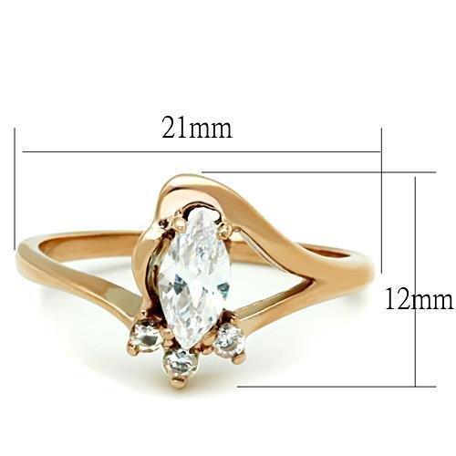 TK1590 - IP Rose Gold(Ion Plating) Stainless Steel Ring with AAA Grade CZ  in Clear - Joyeria Lady