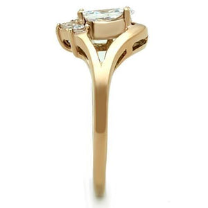 TK1590 - IP Rose Gold(Ion Plating) Stainless Steel Ring with AAA Grade CZ  in Clear