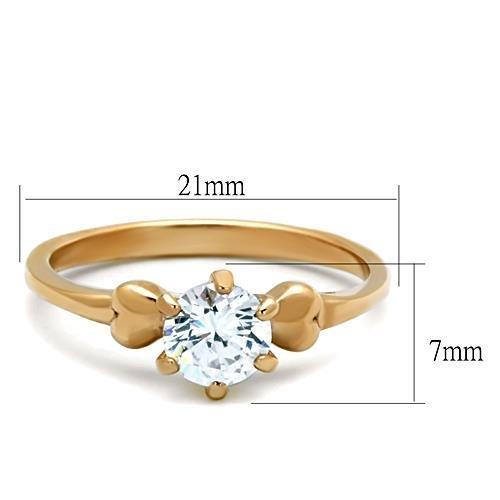 TK1596 - IP Rose Gold(Ion Plating) Stainless Steel Ring with AAA Grade CZ  in Clear - Joyeria Lady