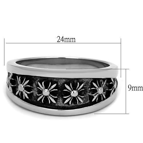 TK1603 High polished (no plating) Stainless Steel Ring with Epoxy in Jet - Joyeria Lady