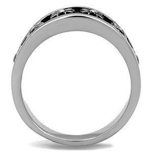 TK1603 High polished (no plating) Stainless Steel Ring with Epoxy in Jet