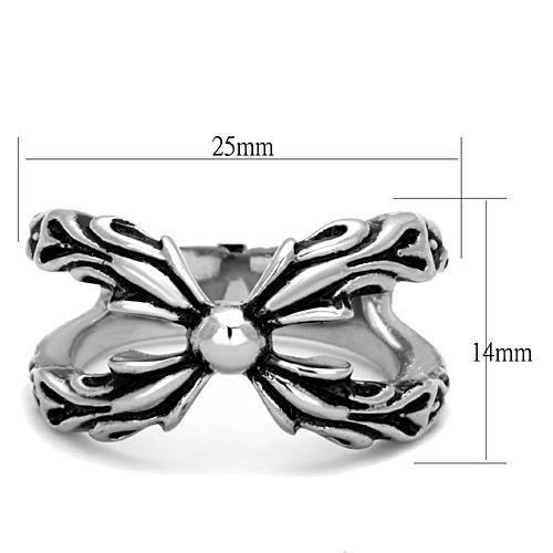 TK1605 High polished (no plating) Stainless Steel Ring with Epoxy in Jet - Joyeria Lady