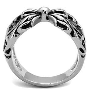 TK1605 High polished (no plating) Stainless Steel Ring with Epoxy in Jet