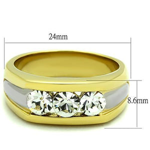 TK1615 Two-Tone IP Gold (Ion Plating) Stainless Steel Ring with Top Grade Crystal in Clear