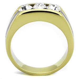 TK1615 Two-Tone IP Gold (Ion Plating) Stainless Steel Ring with Top Grade Crystal in Clear