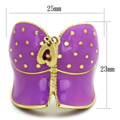 TK1621 - IP Gold(Ion Plating) Stainless Steel Ring with Epoxy  in Amethyst - Joyeria Lady