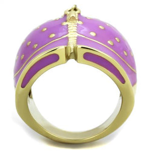TK1621 - IP Gold(Ion Plating) Stainless Steel Ring with Epoxy  in Amethyst