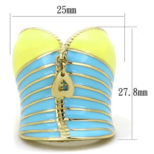 TK1623 - IP Gold(Ion Plating) Stainless Steel Ring with Epoxy  in Multi Color - Joyeria Lady