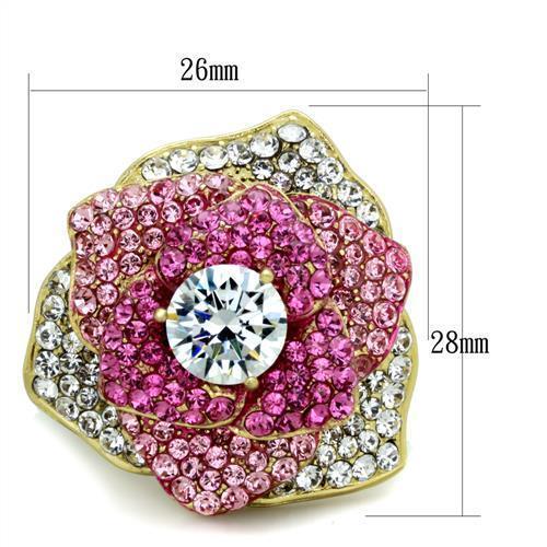 TK1624 - IP Gold(Ion Plating) Stainless Steel Ring with AAA Grade CZ  in Clear - Joyeria Lady