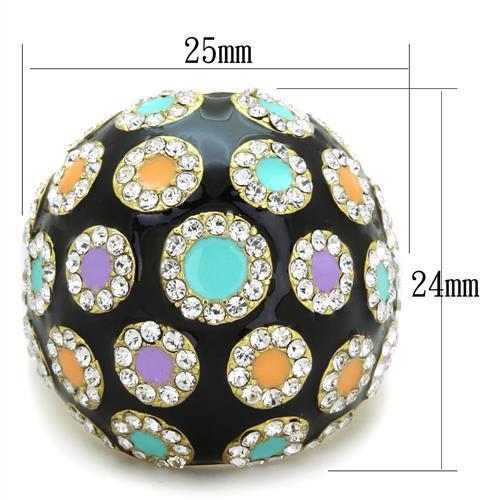 TK1625 - IP Gold(Ion Plating) Stainless Steel Ring with Top Grade Crystal  in Clear - Joyeria Lady