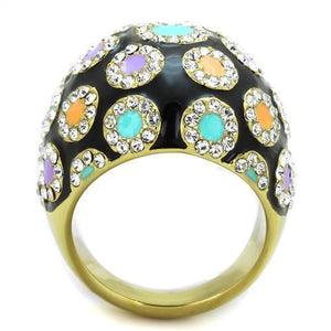 TK1625 - IP Gold(Ion Plating) Stainless Steel Ring with Top Grade Crystal  in Clear