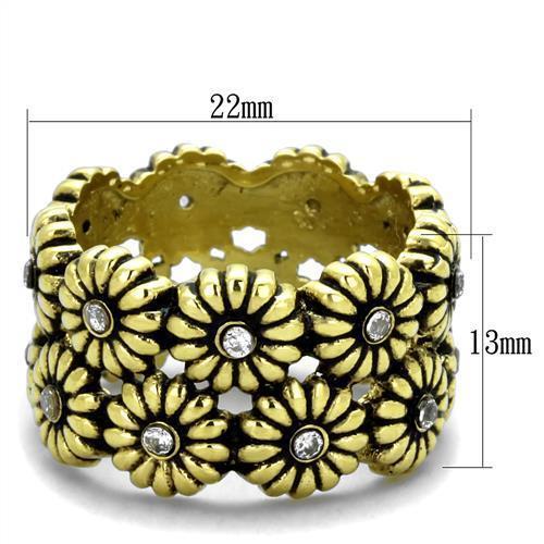 TK1626 - IP Gold(Ion Plating) Stainless Steel Ring with AAA Grade CZ  in Clear - Joyeria Lady