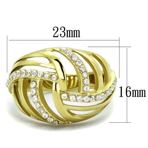 TK1627 - IP Gold(Ion Plating) Stainless Steel Ring with AAA Grade CZ  in Clear - Joyeria Lady