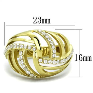 TK1627 - IP Gold(Ion Plating) Stainless Steel Ring with AAA Grade CZ  in Clear