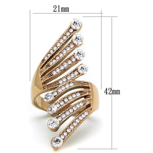 TK1631 - IP Rose Gold(Ion Plating) Stainless Steel Ring with AAA Grade CZ  in Clear