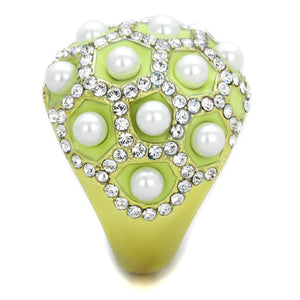 TK1636 - IP Gold(Ion Plating) Stainless Steel Ring with Synthetic Pearl in White