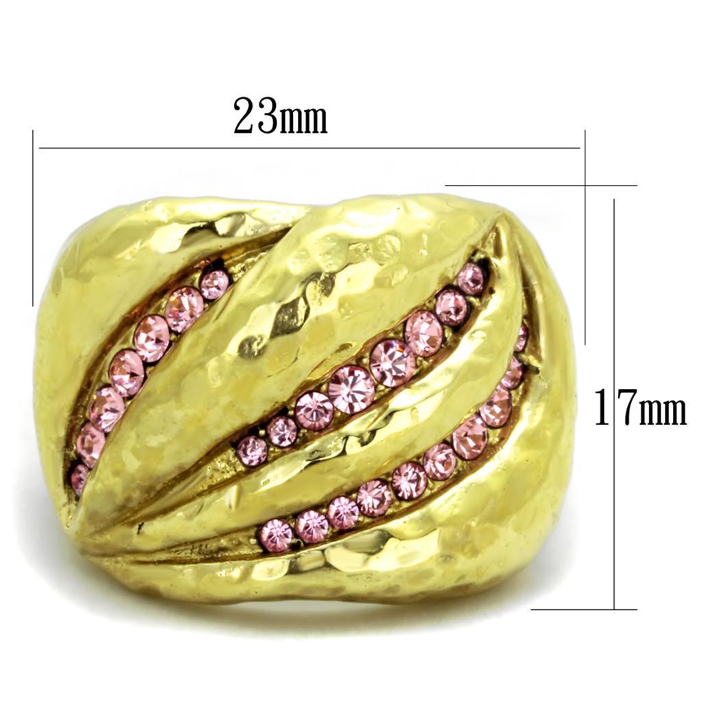 TK1638 - IP Gold(Ion Plating) Stainless Steel Ring with Top Grade Crystal  in Light Rose - Joyeria Lady