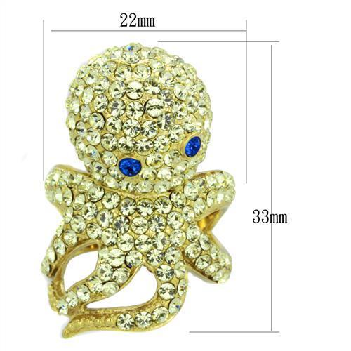 TK1640 - IP Gold(Ion Plating) Stainless Steel Ring with Top Grade Crystal  in Multi Color - Joyeria Lady