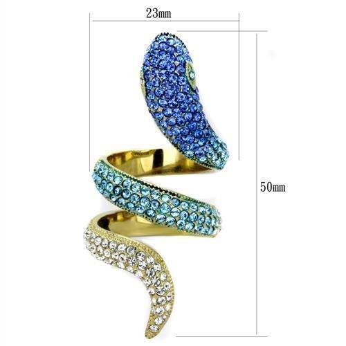 TK1641 - IP Gold(Ion Plating) Stainless Steel Ring with Top Grade Crystal  in Multi Color - Joyeria Lady