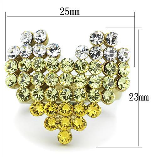 TK1642 - IP Gold(Ion Plating) Stainless Steel Ring with Top Grade Crystal  in Multi Color - Joyeria Lady