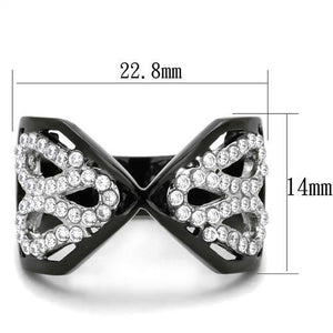 TK1644 - Two-Tone IP Black Stainless Steel Ring with AAA Grade CZ  in Clear