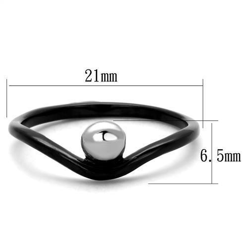 TK1645 - Two-Tone IP Black Stainless Steel Ring with No Stone - Joyeria Lady