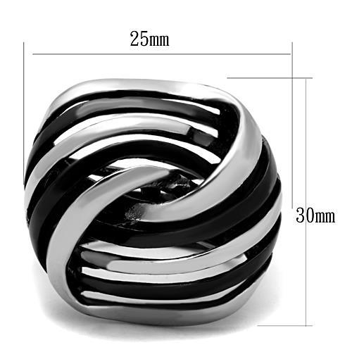 TK1660 - Two-Tone IP Black Stainless Steel Ring with No Stone - Joyeria Lady