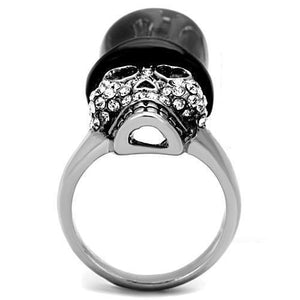 TK1662 - Two-Tone IP Black Stainless Steel Ring with Top Grade Crystal  in Clear