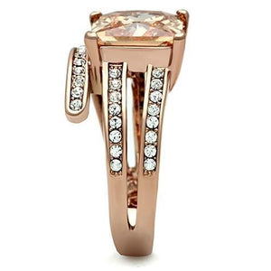TK1665 - IP Rose Gold(Ion Plating) Stainless Steel Ring with AAA Grade CZ  in Champagne