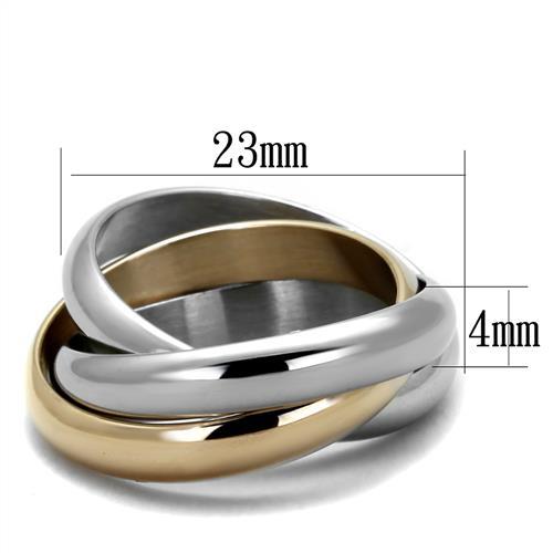 TK1670 - Two-Tone IP Rose Gold Stainless Steel Ring with No Stone - Joyeria Lady