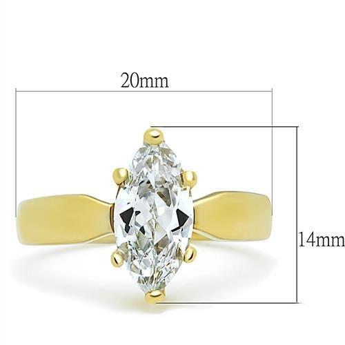 TK1673 - IP Gold(Ion Plating) Stainless Steel Ring with AAA Grade CZ  in Clear - Joyeria Lady