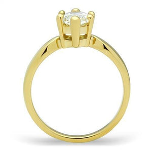 TK1673 - IP Gold(Ion Plating) Stainless Steel Ring with AAA Grade CZ  in Clear