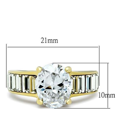 TK1675 - IP Gold(Ion Plating) Stainless Steel Ring with AAA Grade CZ  in Clear - Joyeria Lady