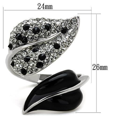 TK1678 - High polished (no plating) Stainless Steel Ring with Top Grade Crystal  in Jet - Joyeria Lady