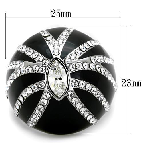 TK1679 - High polished (no plating) Stainless Steel Ring with Top Grade Crystal  in Clear - Joyeria Lady