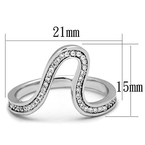 TK1680 - High polished (no plating) Stainless Steel Ring with AAA Grade CZ  in Clear - Joyeria Lady