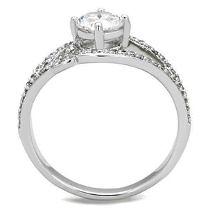 TK1681 - High polished (no plating) Stainless Steel Ring with AAA Grade CZ  in Clear