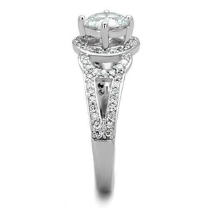 TK1681 - High polished (no plating) Stainless Steel Ring with AAA Grade CZ  in Clear