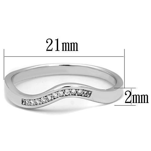 TK1682 - High polished (no plating) Stainless Steel Ring with AAA Grade CZ  in Clear - Joyeria Lady