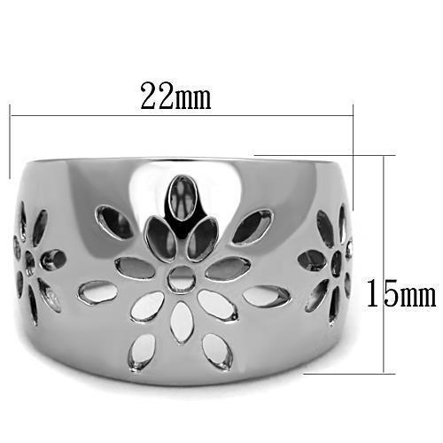 TK1684 - High polished (no plating) Stainless Steel Ring with No Stone - Joyeria Lady