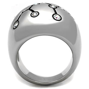 TK1685 - High polished (no plating) Stainless Steel Ring with Top Grade Crystal  in White AB