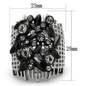 TK1687 - Two-Tone IP Black Stainless Steel Ring with Top Grade Crystal  in Black Diamond