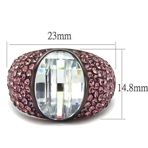 TK1692DC - IP Dark Brown (IP coffee) Stainless Steel Ring with AAA Grade CZ  in Clear - Joyeria Lady