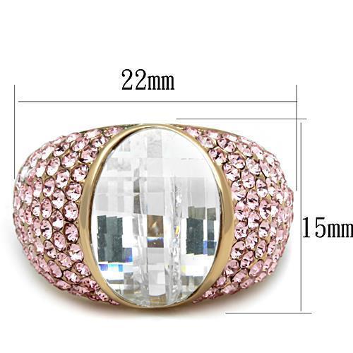 TK1692 - IP Rose Gold(Ion Plating) Stainless Steel Ring with AAA Grade CZ  in Clear - Joyeria Lady