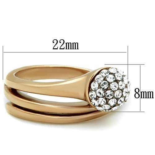 TK1693 - IP Rose Gold(Ion Plating) Stainless Steel Ring with Top Grade Crystal  in Clear - Joyeria Lady