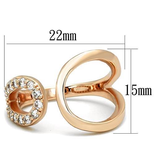 TK1694 - IP Rose Gold(Ion Plating) Stainless Steel Ring with AAA Grade CZ  in Clear - Joyeria Lady